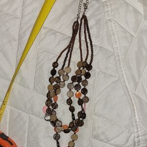 Brown and Orange Beaded Necklace